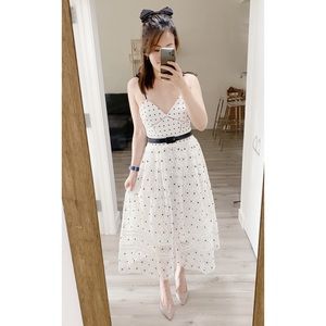 Self portrait Ivory Hibiscus Floral Midi Dress